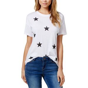 Carbon Copy Womens Sequined Embellished T-Shirt, White, NWT